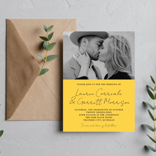 Invitation True Simplicity 3 Modern Marigold Photo Mariage (Créateur téléchargé)