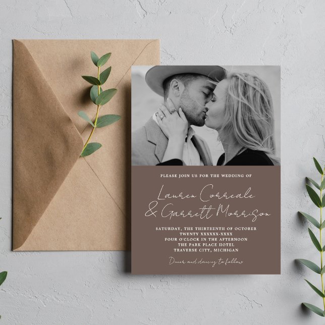 Invitation True Simplicity 3 Modern Mushroom Photo Mariage (Créateur téléchargé)
