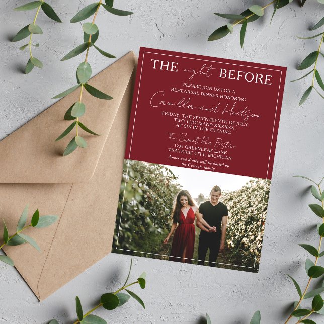 Invitation True Simplicity 4 | Bourgogne | Dîner de Répétitio (Créateur téléchargé)