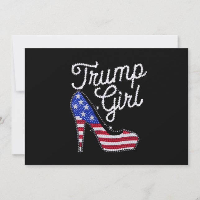 Invitation Trump Girl High Heel Drapeau américain Bling Patri (Devant)