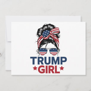 Invitation Trump Girl Messy Bun Trump 2024 Election American