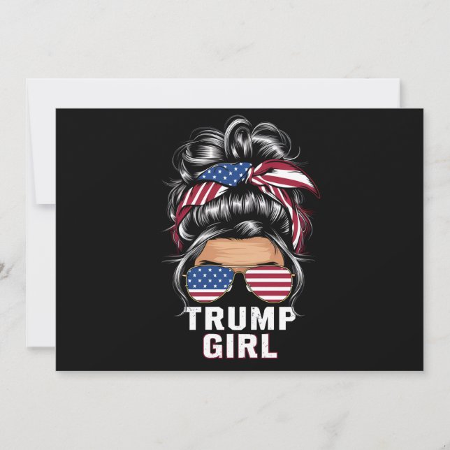 Invitation Trump Girl Messy Bun USA Drapeau Trump 2024 Electi (Devant)