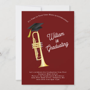 Invitation Trumpet Musician Graduation Party Musique
