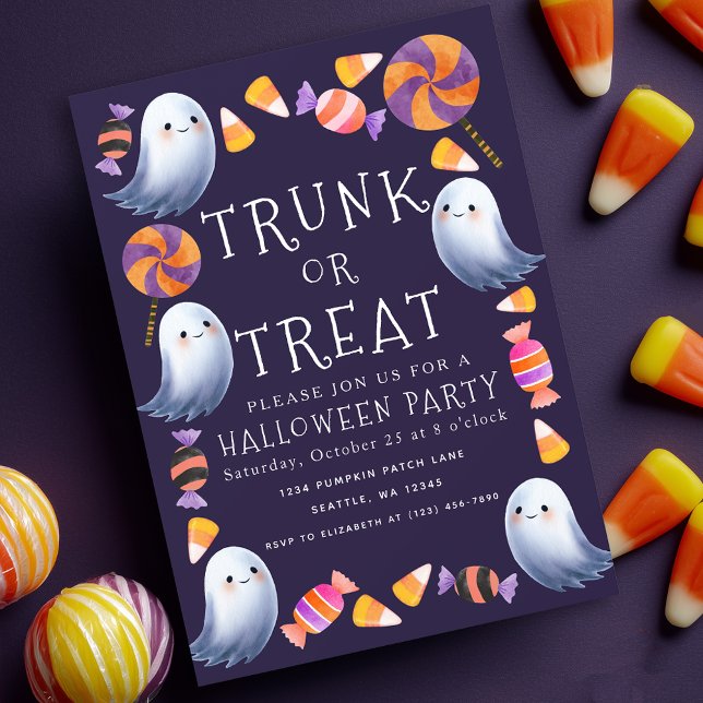 Invitation Trunk or Treat mignonne Ghosts Candy Halloween Par (Créateur téléchargé)