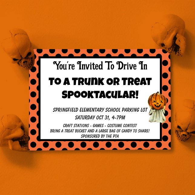 Invitation Trunk or Treat Points de Citrouille Fête d'Hallowe (Créateur téléchargé)
