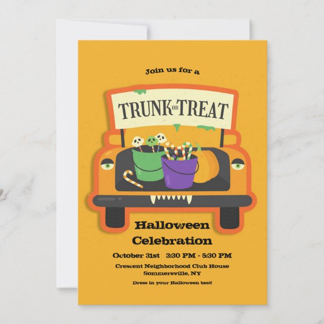 Invitation Trunk Ou Traiter Halloween (Devant)