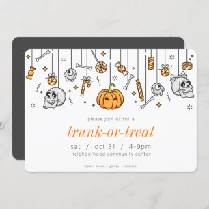 Invitation Trunk ou Treat Modern Chic Halloween Party