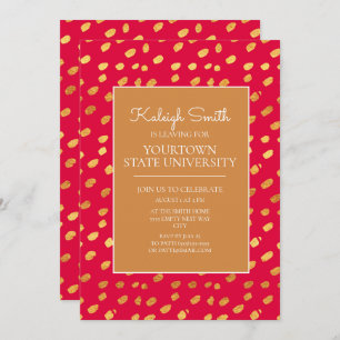 Invitation Trunk Party moderne or et rouge