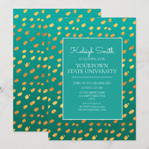Invitation Trunk Party moderne Vert Turquoise or