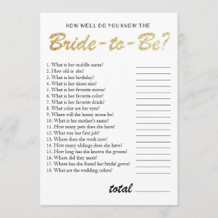 Invitation Tu connais le jeu de la mariée mariée