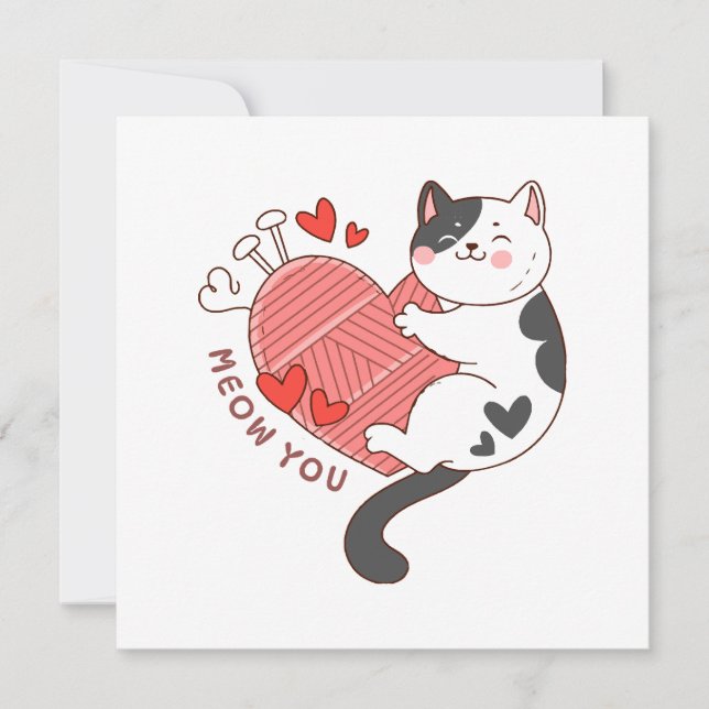 Invitation Tu es mignon chat Saint-Valentin (Devant)