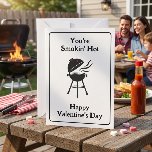 Invitation Tu fumes chaud ! Funny BBBQ Saint Valentin (You're Smokin' Hot Funny BBQ Valentine’s Day Card)