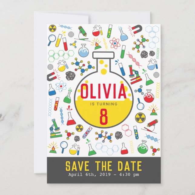 Invitation Tube à essai neutre de la Science de genre (Devant)