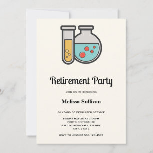 Invitation Tube d'essai de chimie et partie de retraite du bé