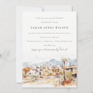 Invitation Tucson, Arizona Watercolor Landscape Birthday