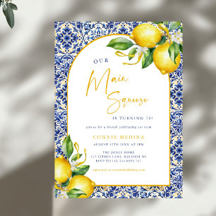 Invitation Tuiles Bleues Méditerranéennes Citrons 70e Anniver