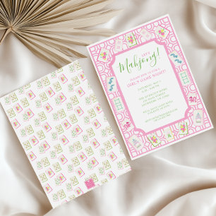 Invitation Tuiles de Mahjong aquarelle Party