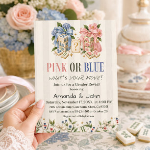 Invitation Tuiles de Mahjong Rose ou Bleue pour la Révélation
