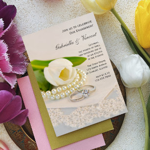 Invitation Tulipe blanche, Perles et anneaux