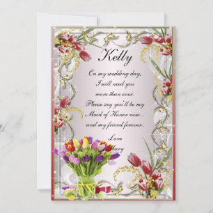 Invitation Tulipe Colorée Florale Maid Of Honor Card