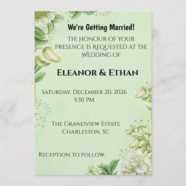 Invitation Tulipe jaune vibrant et Ranunculus Mariage Formel  (Devant)