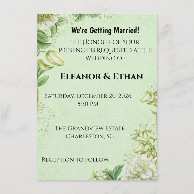 Invitation Tulipe jaune vibrant et Ranunculus Mariage Formel  (Devant)
