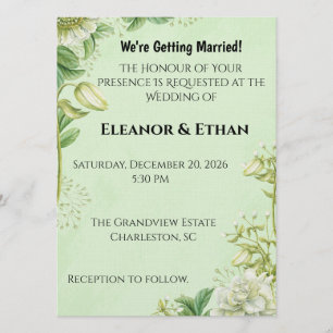Invitation Tulipe jaune vibrant et Ranunculus Mariage Formel