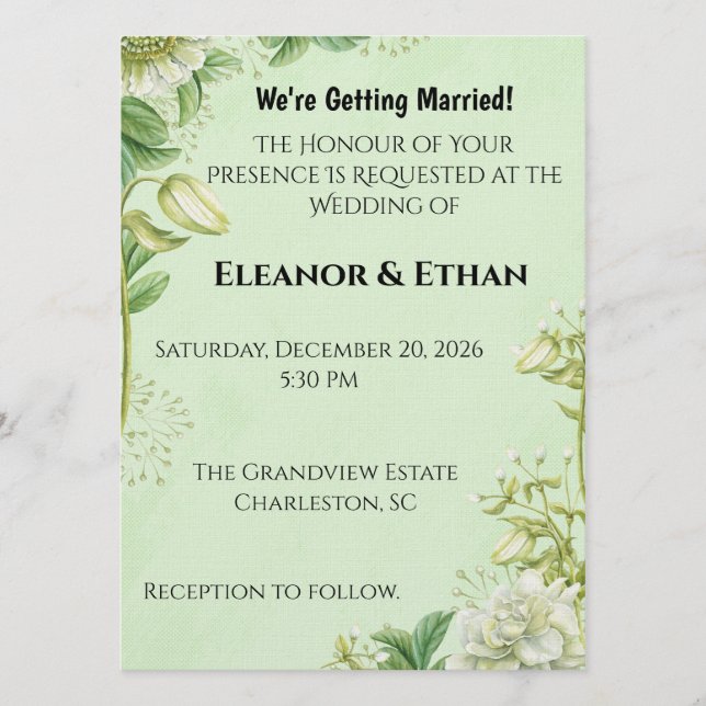 Invitation Tulipe jaune vibrant et Ranunculus Mariage Formel  (Devant)