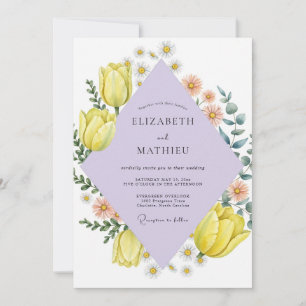 Invitation Tulipe Lilas Jaune Mariage Eucalyptus Doux