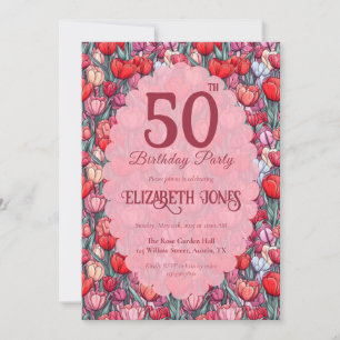 Invitation Tulipe Moderne Fleur Anniversaire Personnalisé