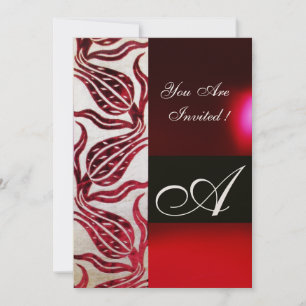 Invitation TULIPE MONOGRAMME VELVET ROUGE Bourgogne Champagne
