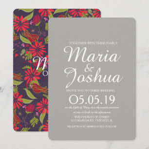 Invitation Tulipe Rose Mélange Rouge Rose Fleurie Mariage