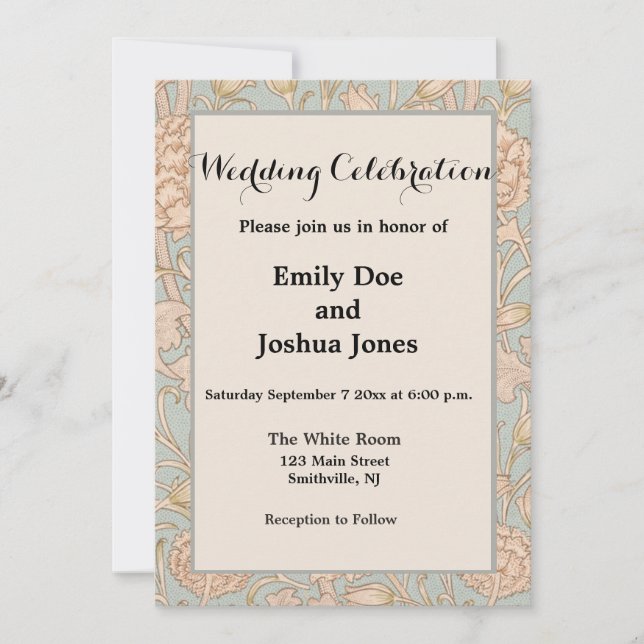 Invitation Tulipe sauvage de William Morris, design floral (Devant)