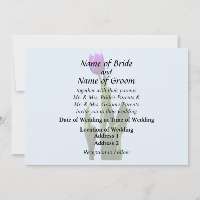 Invitation Tulipe Violette Simple (Devant)