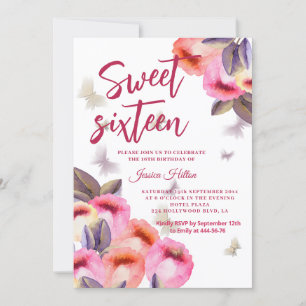 Invitation Tulipes à papillon de printemps tendance sweet six