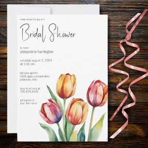 Invitation Tulipes Aquarelle pour Baby Shower de Mariage 