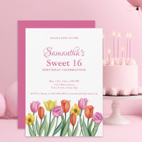Tulipes Aquarelle Sweet 16 Anniversaire 