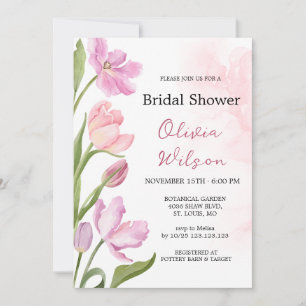 Invitation Tulipes Aquarelles Élégant Shower Nuptial Floral