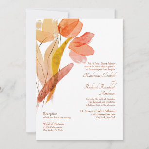 Invitation Tulipes Aquarelles Élégantes Mariage Terracotta