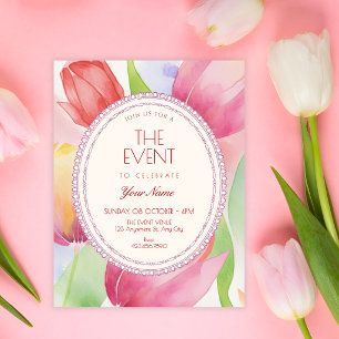 Invitation Tulipes aquarelles fleurissent