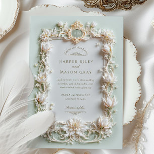 Invitation Tulipes blanches élégantes avec faux or