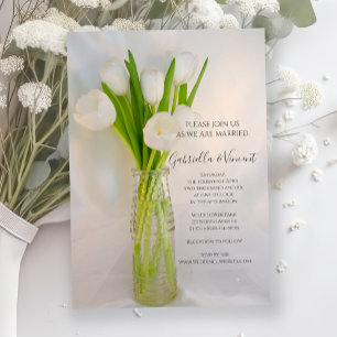 Invitation Tulipes blanches en Bouteille de lait Mariage de p