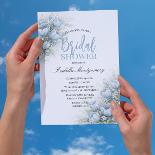 Invitation Tulipes Bleues Poussiéreuses Fête de Mariage Flora