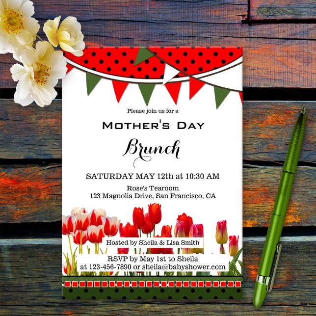 Invitation Tulipes Bunting de Jardin de Printemps pour le Bru (Créateur téléchargé)