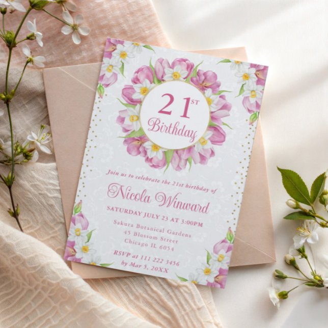 Invitation Tulipes d'aquarelle et jonquilles (Créateur téléchargé)