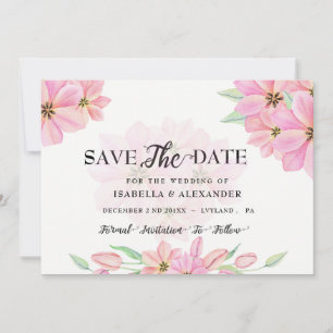 Invitation Tulipes d'aquarelle rose Enregistrer la date