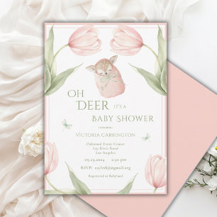 Invitation Tulipes de cerf rose pour une Baby Shower