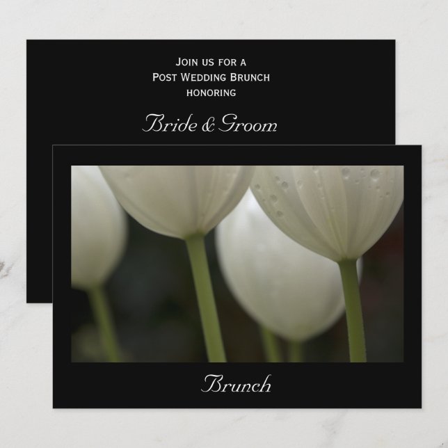 Invitation Tulipes de jardin blanches brunch de printemps apr (Devant / Derrière)