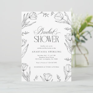 Invitation Tulipes Dessinées à la Main Mariage Floral Vintage
