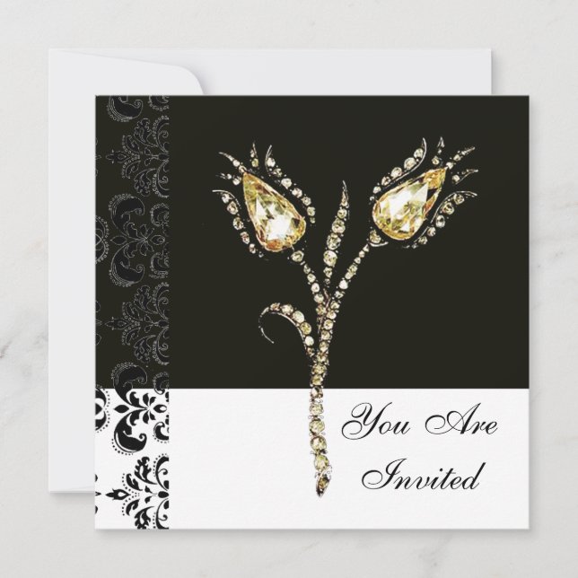 Invitation TULIPES DIAMANT , Damas noir et blanc (Devant)